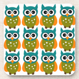 Many Cute and Colourful Owls Pattern Coaster