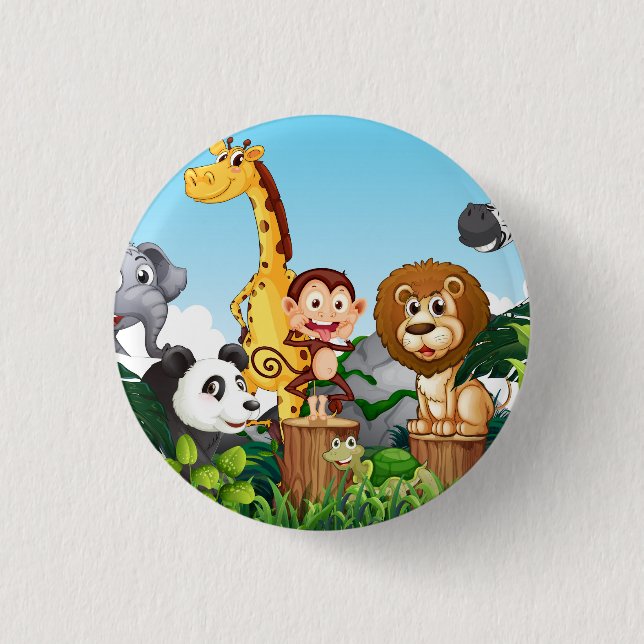 Many Cute Animals in the Forest-23869 1 Inch Round Button (Front)