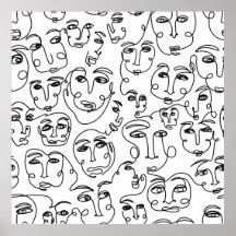 Many Faces Line Art