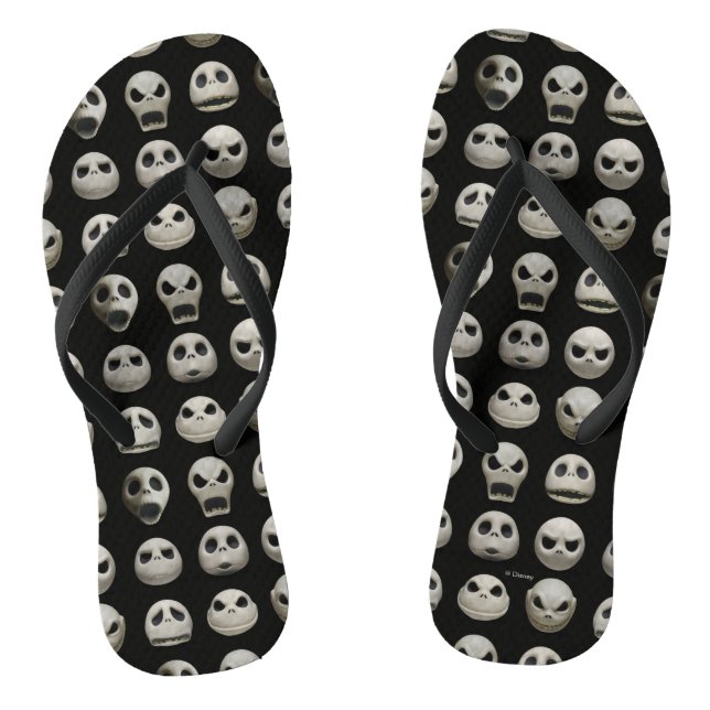 Many Faces of Jack Skellington - Pattern Flip Flops (Footbed)