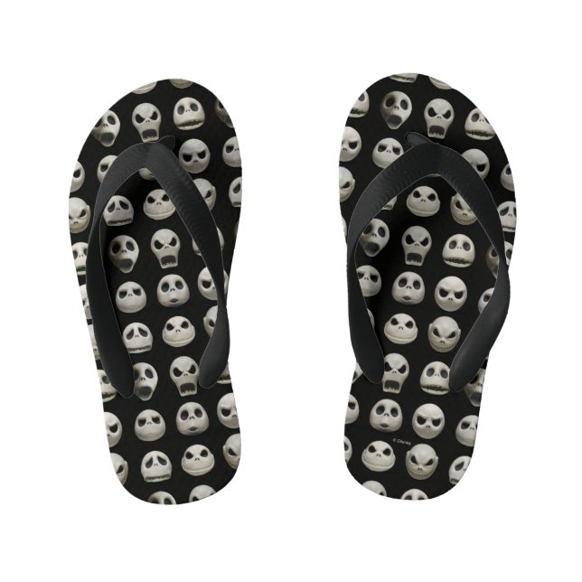 Many Faces of Jack Skellington - Pattern Kid's Flip Flops (Footbed)