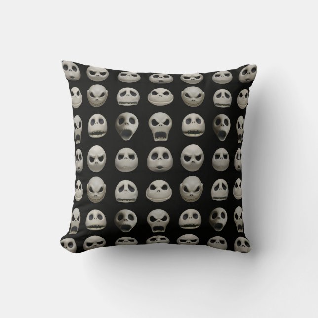Many Faces of Jack Skellington - Pattern Throw Pillow (Front)