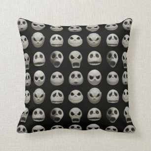 Many Faces of Jack Skellington - Pattern Throw Pillow