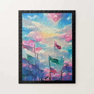 Many flags colourful abstract art jigsaw puzzle