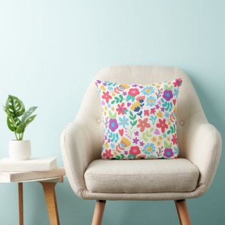 Many Flowers Print Modern Throw pillow 