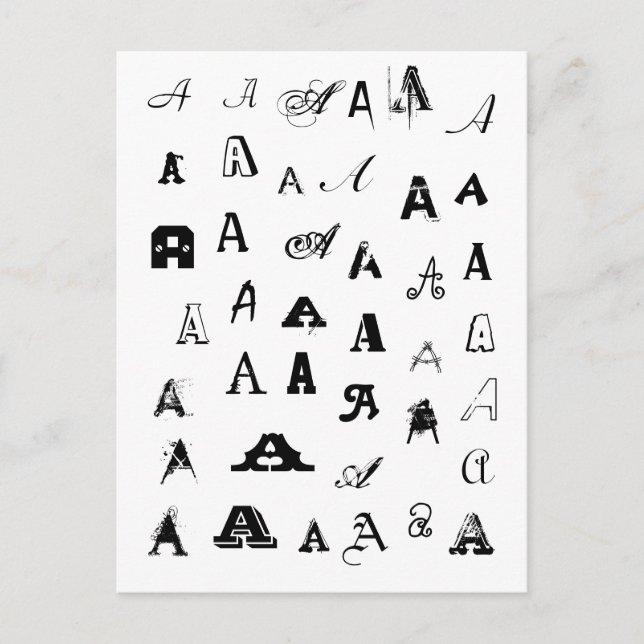 Many Fonts. Your Letter. Custom Monogram Postcard (Front)