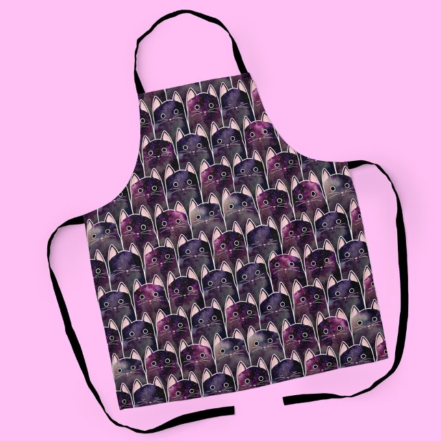 Many Galaxy Cats Pattern Apron (Galaxy Cat Pattern Apron)