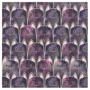 Many Galaxy Cats Pattern Fabric