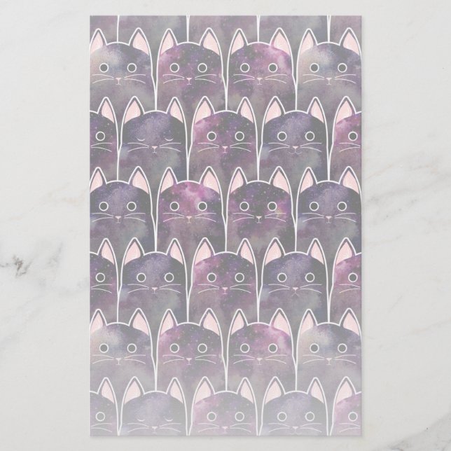 Many Galaxy Cats Pattern Stationery (Front)