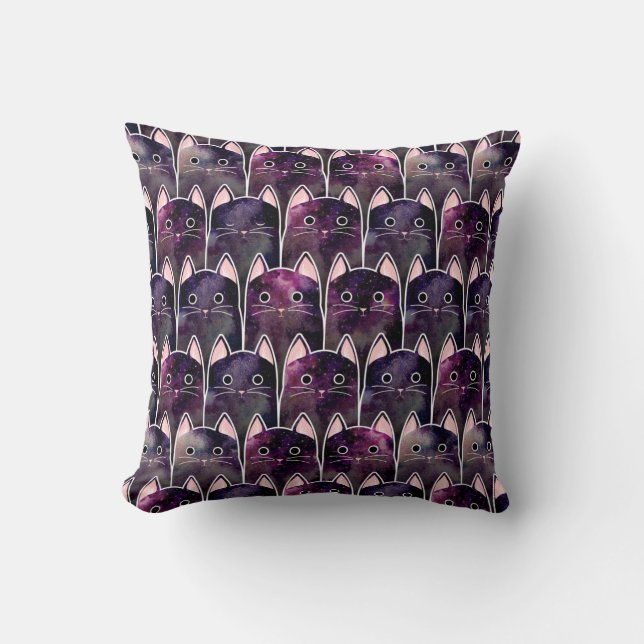 Many Galaxy Cats Pattern Throw Pillow (Front)