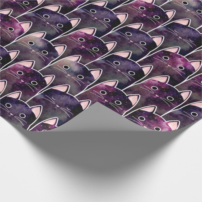 Many Galaxy Cats Pattern Wrapping Paper (Corner)