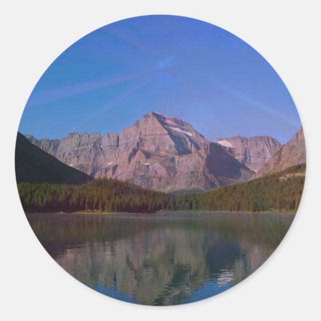 Many Glacier in Glacier National Park, Montana Classic Round Sticker (Front)