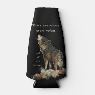 Many great voices Inspirational Wolf Quote Bottle Cooler