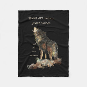 Many Great Voices Inspirational Wolf Quote Fleece Blanket