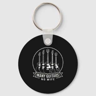 Many Guitars One Wife Funny For Men Women  Keychain