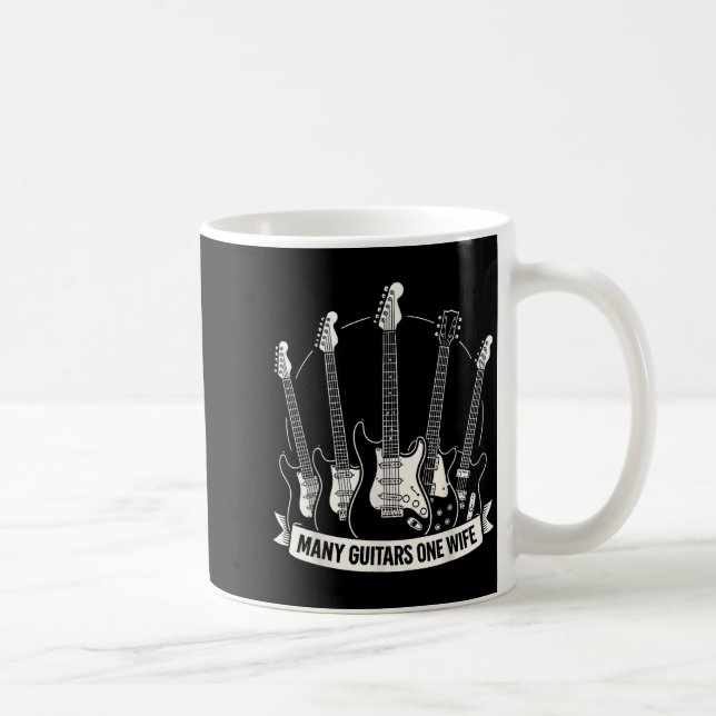 Many Guitars One Wife Funny Musician Guitarist Hum Coffee Mug (Right)