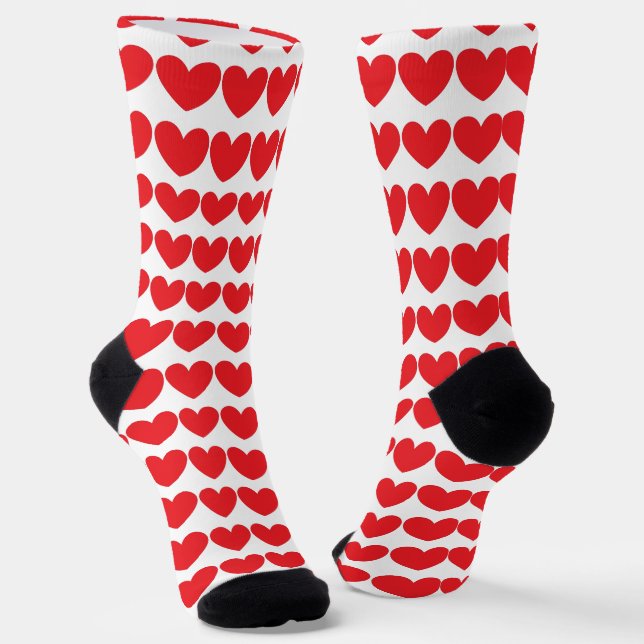 Many Hearts, Red & White Socks (Angled)