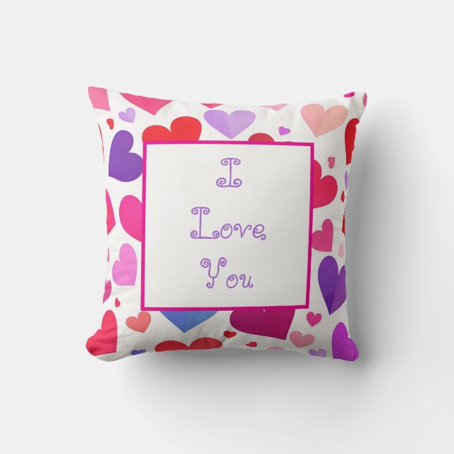 Many Hearts Throw Pillow (Front)