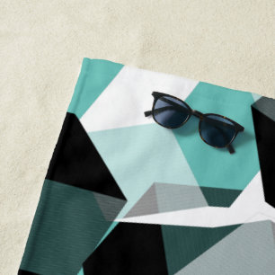 Many hexagons with colourless parts, on light teal beach towel