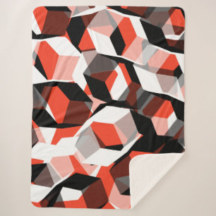 Many hexagons with discoloured parts, in light red sherpa blanket