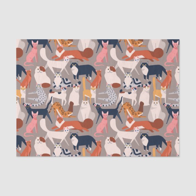 Many Many Cats - Cute Cat Lover  Tissue Paper (Front)