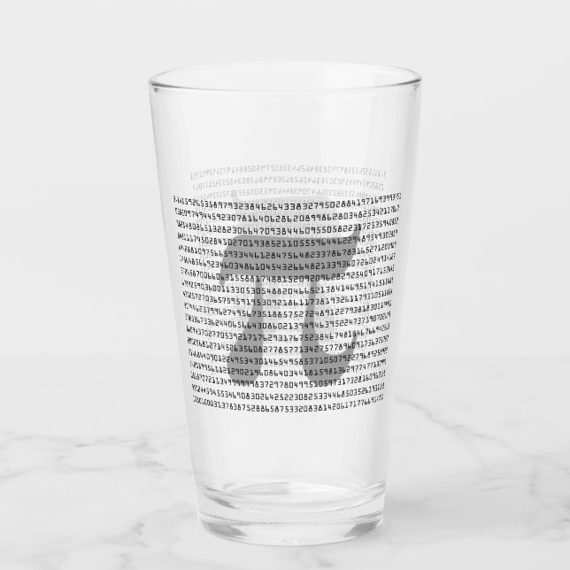 Many Many Digits of Pi Mathematical Constant Glass (Front)