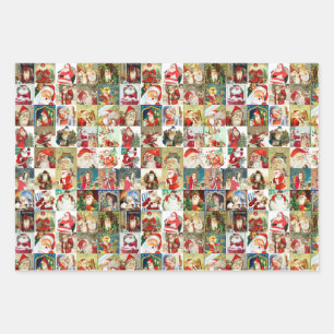 Many Many Vintage Santa Claus Wrapping Paper Sheet