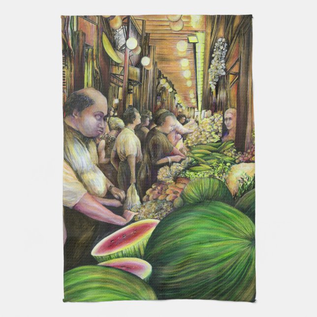 Many Men, Many Melons, Budapest Kitchen Towel (Vertical)