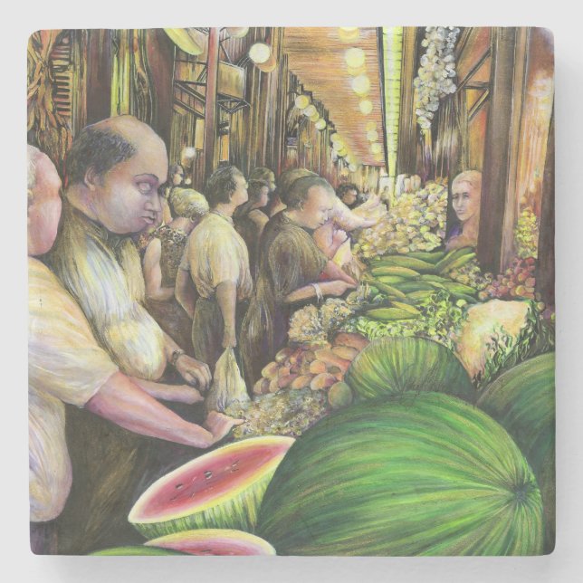 Many Men, Many Melons, Budapest Stone Coaster (Front)