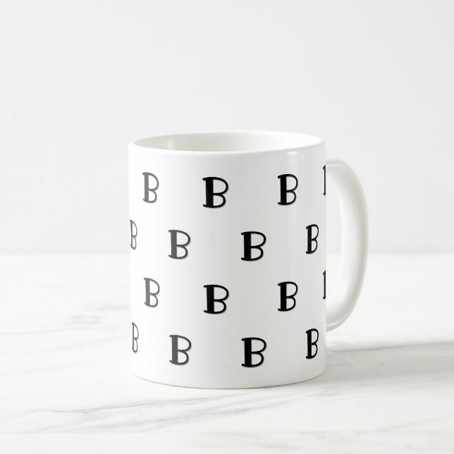 Many Monograms Custom Bold Letter Pattern Coffee Mug (Front Right)