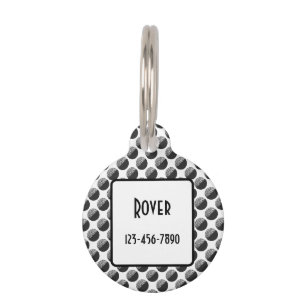 Many Moons Black & White Pattern Custom Pet Tag