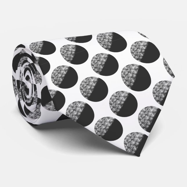 Many Moons Black & White Pattern Tie (Rolled)