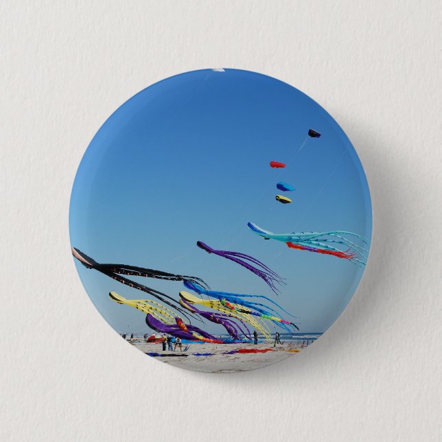 Many Multi Colour Kites 2 Inch Round Button (Front)