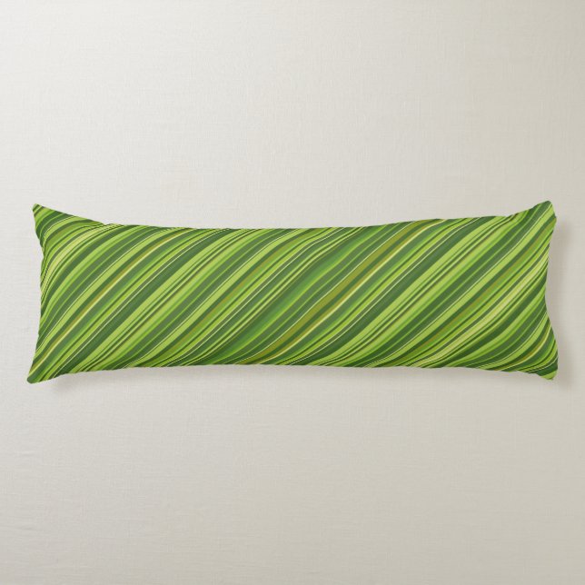 Many multi coloured stripes in green body pillow (Front)