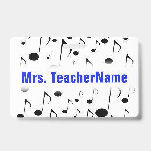 Many Musical Notes Pattern + Custom Teacher Name Badge