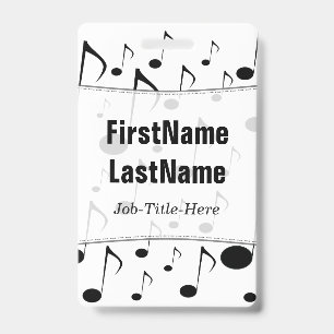 Many Musical Notes Pattern; Personalized Name Badge