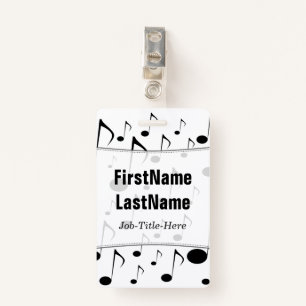 Many Musical Notes Pattern; Personalized Name Badge
