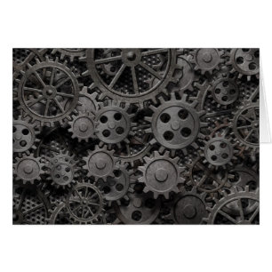 Many old rusty metal gears or machine parts