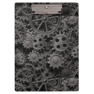 Many old rusty metal gears or machine parts clipboard