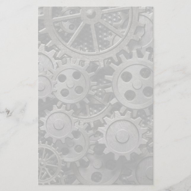 Many old rusty metal gears or machine parts stationery (Front)