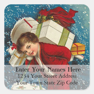 Many Packages Vintage Christmas Address Label