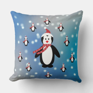 Many Penguins Throw Pillow