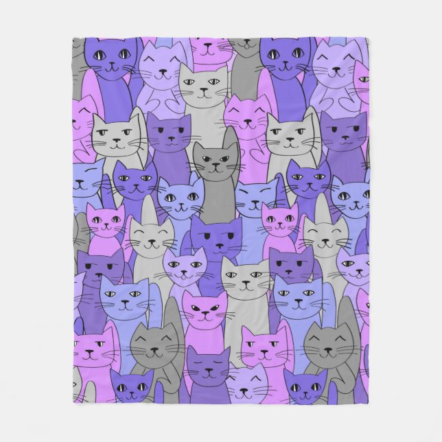 Many Purple Cats Design Fleece Blanket (Front)