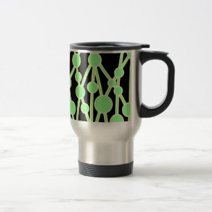 Many Roads II Mint Green with White on Black Travel Mug