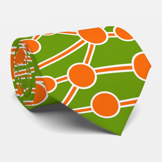 Many Roads II Orange & White on Green 669900 Tie (Rolled)