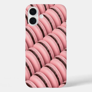 Many rows with pink french macarons iPhone 16 plus case