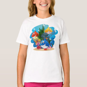 Many Sharks Underwater Cartoon-23986 T-Shirt