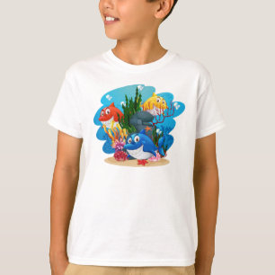 Many Sharks Underwater Cartoon-23986 T-Shirt