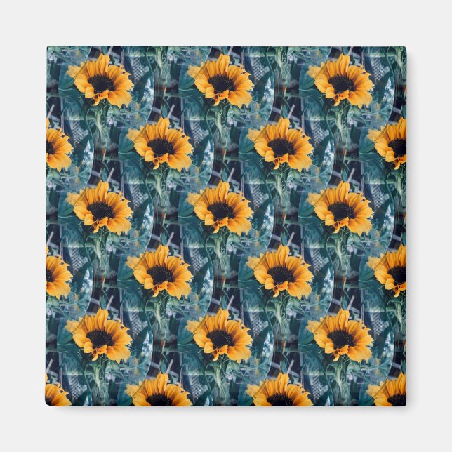 Many Sunny Sunflowers..... Magnet (Front)