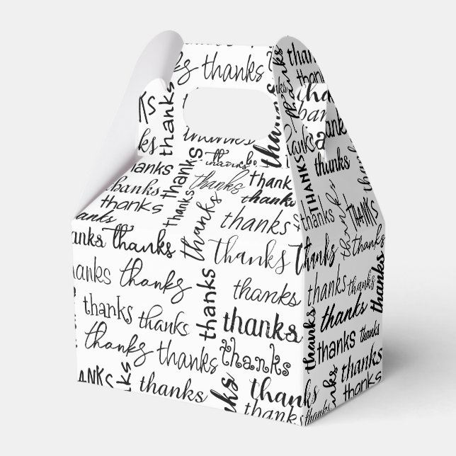 Many Thanks Black Text On White Favor Box (Front Side)